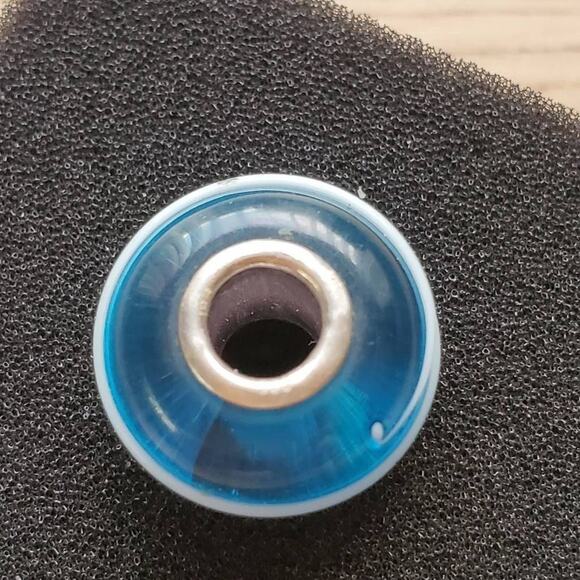 IBB Murano Glass Blue Stripe Charm with Sterling‎ Silver Core - Picture 5 of 6